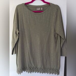 Chico's Khaki Top with Lace Detail